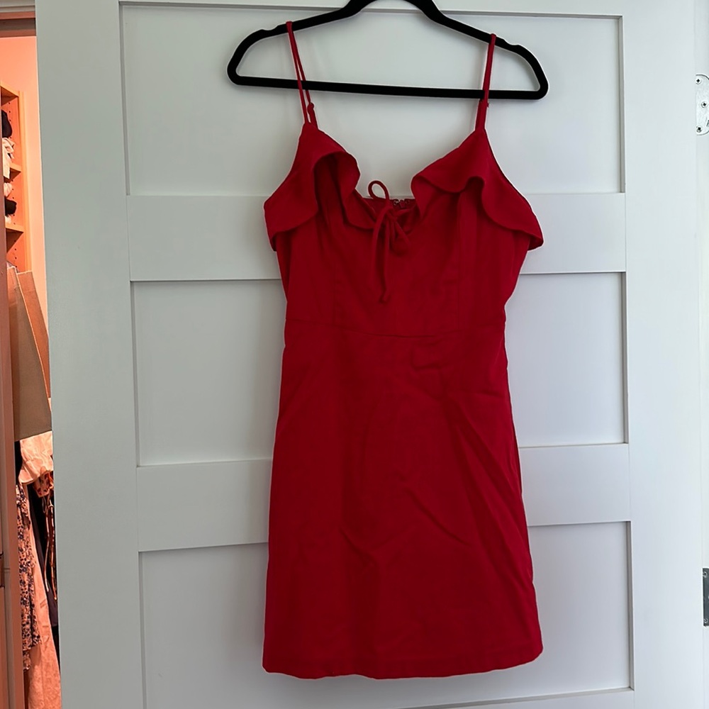 LUSH medium red cotton linen dress